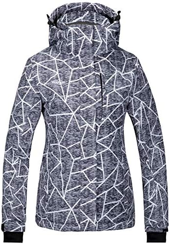 Wantdo Women's Waterproof Ski Jacket Colorful Printed Fully Taped Seams Rain Coat Warm Winter Parka