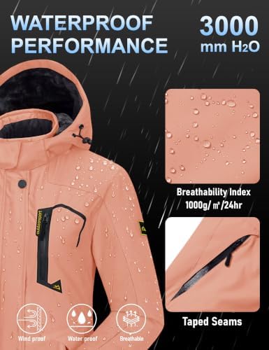 MAGCOMSEN Winter Coats for Women Ski Jackets Snow Waterproof Warm Rain Coat