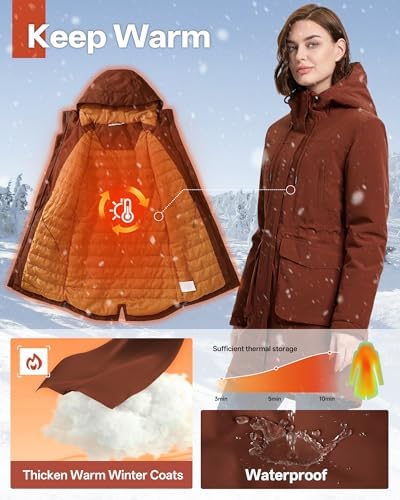 33,000ft Women's Waterproof Winter Coat Long Insulated Jacket with hood