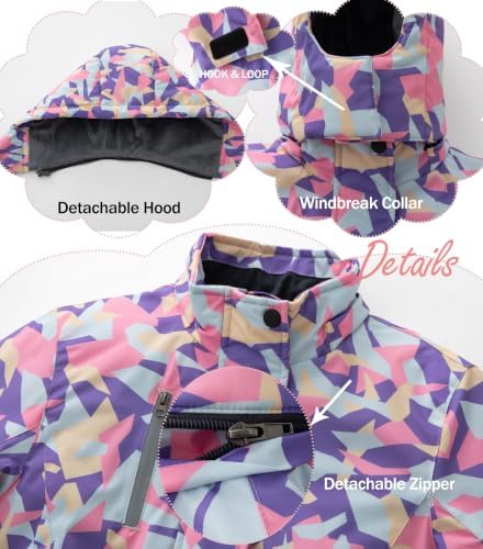 KVE Girls' Ski Jacket Waterproof Hooded Insulated Winter Coat