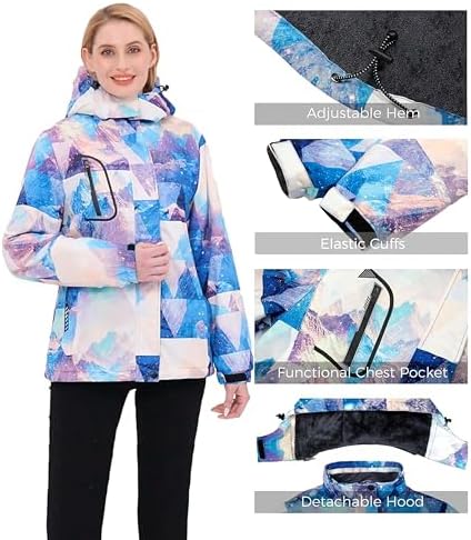 wantdo Women Hardshell Waterproof Windproof Insulated Ski Trekking Jacket