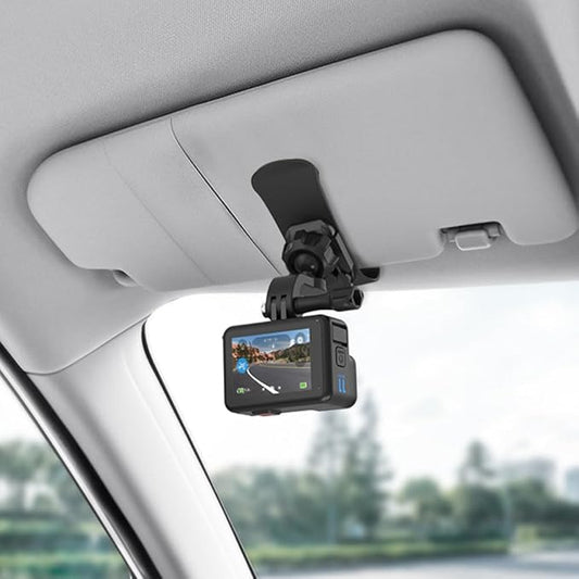 Car Sun Visor Mount, Quick Clip Sun Visor Mount with Universal Ball J Hook Compatible with GoPro Hero 13 12 11 10 9 8 7 6 5 Black,DJI Osmo Action 5 pro/4/3,AKASO and More
