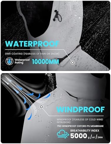 WULFUL Men's Waterproof Ski Jacket Warm Winter Coats Windproof Winter Jackets for Men Fleece Lined Windbreaker with Hood