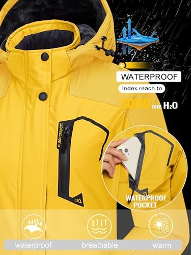 TACVASEN Women's Winter Coats Waterproof Snow Ski Jacket Warm Fleece