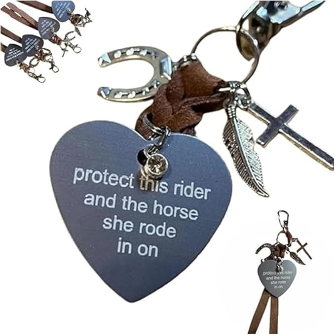 Protect This Rider and The Horse She Rode in On-Saddle Charm, Saddle Heart Charm, Equestrian Riding Gift,Horse Lovers Gifts