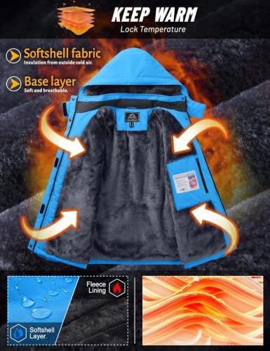 TACVASEN Women's Waterproof Winter Jacket Ski Hooded Insulated Jacket Fleece Warm Snow Outdoor Rain Windbreaker