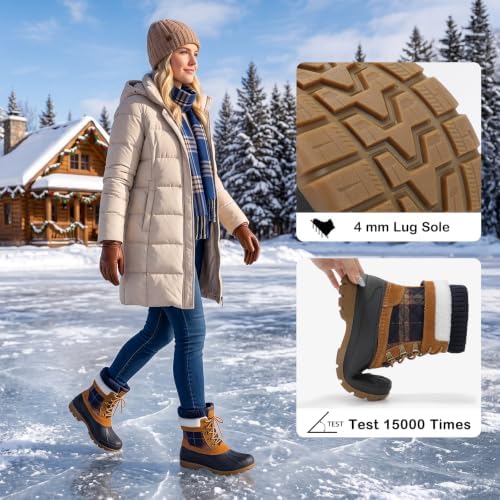 Womens Duck Boots Waterproof Winter Snow Mid-Calf Booties for Cold Weather