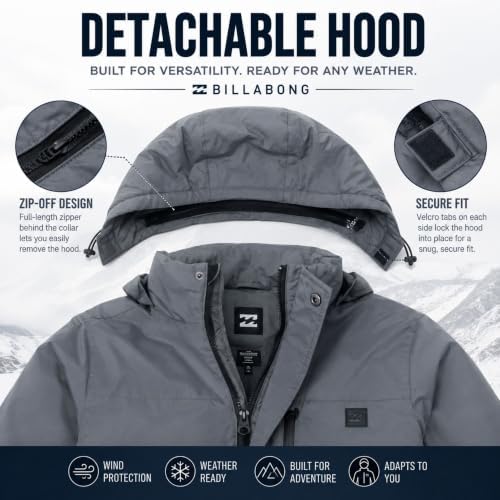 Billabong Ski Jacket Men - Waterproof Shell, Hooded Warm Winter Snow Coat