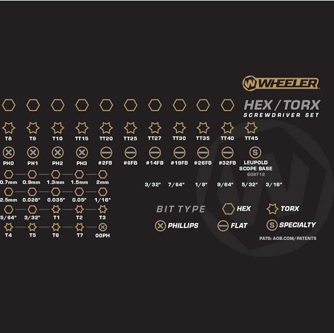 Wheeler 30ピース SAE/ミリタリー ヘックス＆トルクス ベンチトップスクリュードライバーセット ピストル・ライフル・ハンドガン ガンスミス再構築およびメンテナンス用