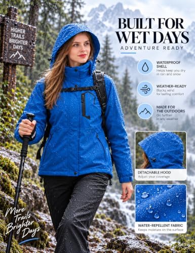 ELLSWOS Womens Winter Coats Waterproof Ski Jacket Warm Snow Raincoat