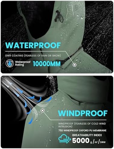 WULFUL Men's Waterproof Ski Jacket Warm Winter Coats Windproof Winter Jackets for Men Fleece Lined Windbreaker with Hood