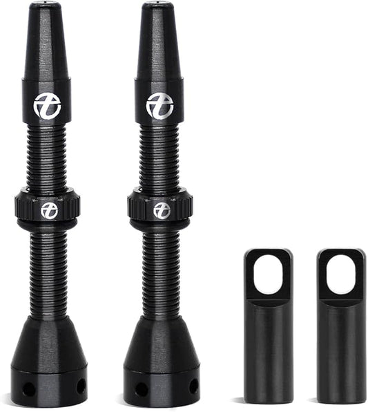 Thinvik Presta Tubeless Valve Stem 44/48/65/70/85mm,Super Light Alloy Presta Tubeless Valve Stem Kit for Tubeless Tires-2 Tubeless Valve Stem (with Aluminum Alloy Valve Cap) + Valve Core Removal Tool