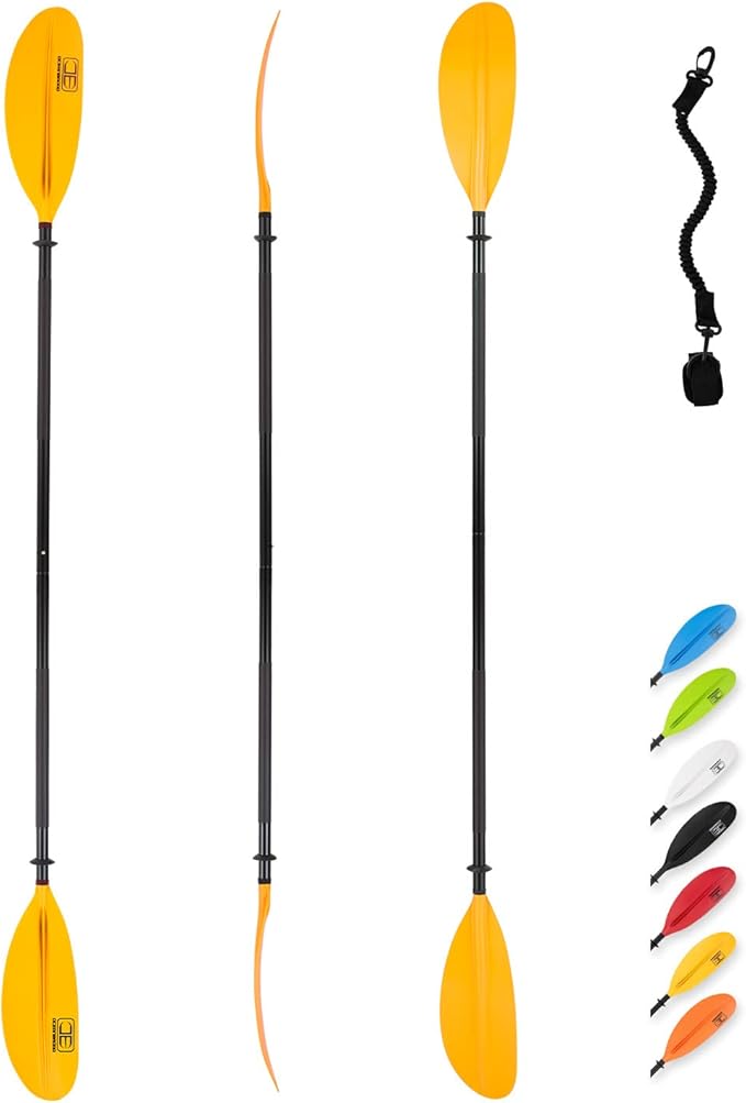 OCEANBROAD カヤックパドル 86インチ/218cm、90.5インチ/230cm、95インチ/241cm 合金シャフト カヤックボート カヌー用オール（パドルリーシュ付き）