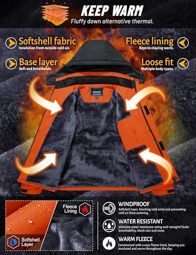 TACVASEN Men's Winter Skiing Jackets Waterproof Thermal Snowboard Coats
