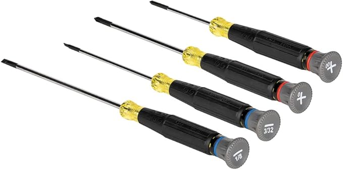 Klein Tools 85615 精密ミニドライバーセット、プラス・マイナス4点セット、電子機器、小型家電、ターミナルブロックに最適