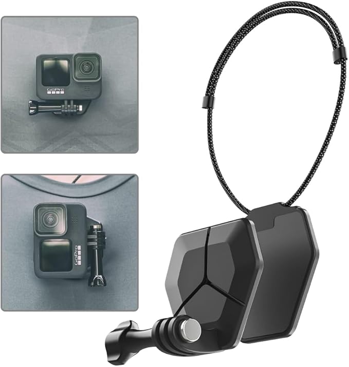 Magnetic Action Camera Chest Mount, Magnetic Neck Mount + Adjustable Neck Strap Lanyard Compatible with GoPro Hero 13/12/11/10/9/8 Black, DJI Action 6/5 Pro/4/3/2, AKASO, Insta360 and More