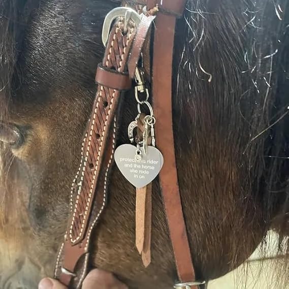 Protect This Rider and The Horse She Rode in On-Saddle Charm, Saddle Heart Charm, Equestrian Riding Gift,Horse Lovers Gifts