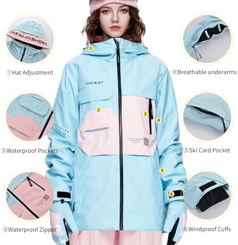 Womens Snowboard Jacket Baggy Ski Coat Snow with Hood