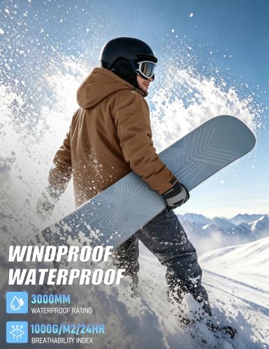 MAGCOMSEN Men's Winter Coats Water Resistant Ski Snow Jacket Warm Fleece Jacket Parka Raincoats With Hood Multi-Pockets