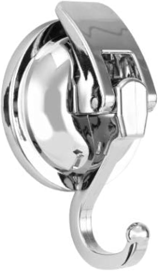 Heavy Duty Vacuum Suction Cup Hooks, Silver Plated Polished Super Suction for Kitchen Bathroom, 1 Pack