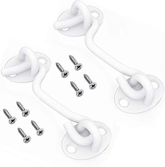 Privacy Hook and Eye Latch Easy Lock for Barn Door, Black (3 INCH-White-2PCS)