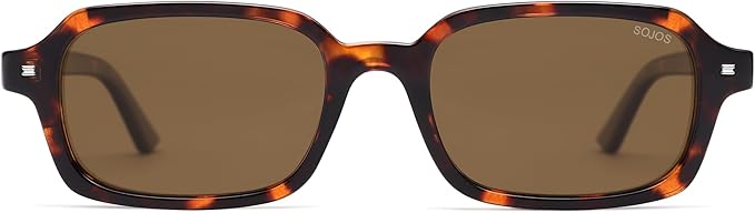 SOJOS Trendy Rectangle Polarized Sunglasses Womens Mens, Small Retro Fashion Thin Slim Square Sunnies SJ2610