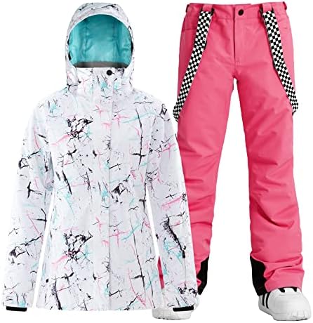 GSOU SNOW Womens Ski Jacket and Pants Set Snowsuits Snow Pants Insulated