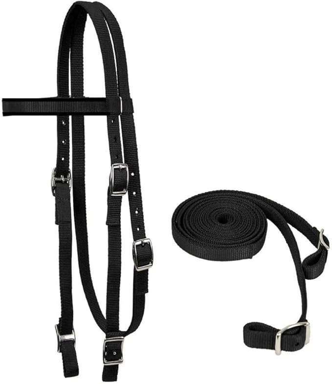 Tahoe Tack Plain Double Layer Nylon Headstall with Reins