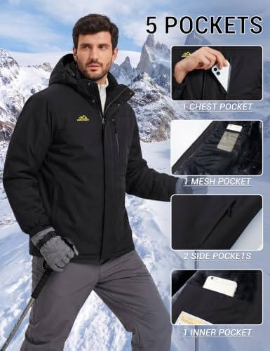 MAGCOMSEN Men's Winter Ski Jacket Waterproof Snow Fleece Lined Warm Coats