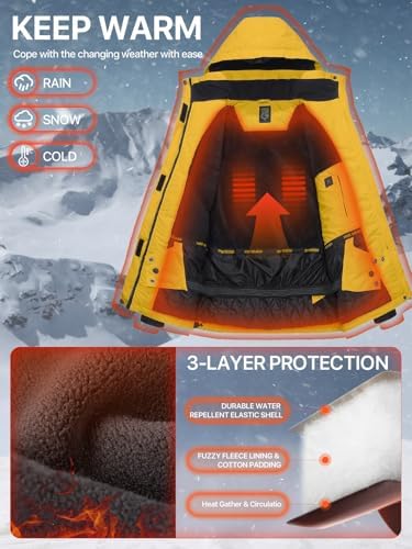 FREE SOLDIER Women's Waterproof Ski Snow Jacket Warm Fleece Lined Winter Rain Jacket with Hood Fully Taped Seams