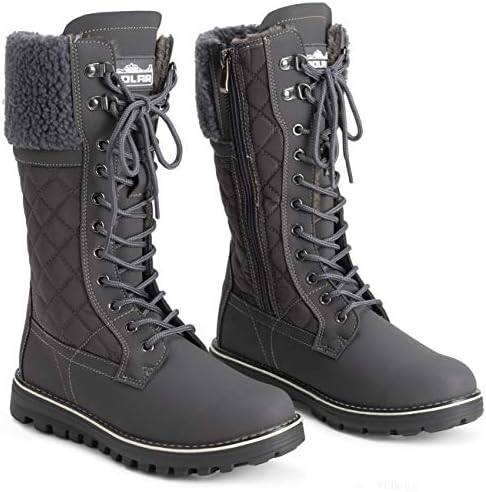 POLAR Womens Faux Fur Warm Thermal Waterproof Outdoor Walking Snow Winter Rubber Sole Calf Boots