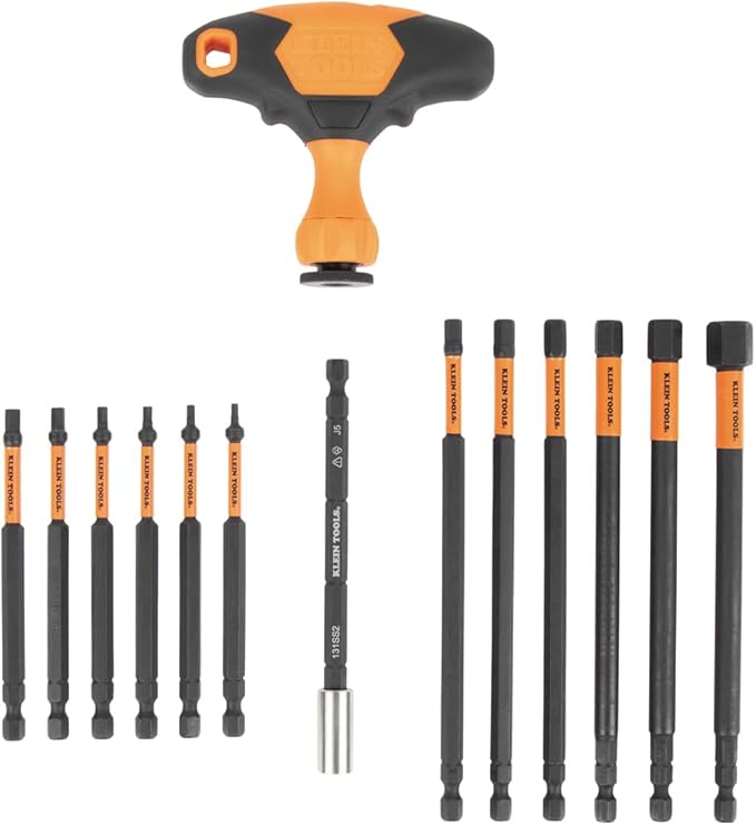Klein Tools 33804 ProFlex Impact-Rated Interchangeable Ratcheting T-Handle Set, Torsion Zone, Magnetic Bit Holder, SAE, Metric, TORX