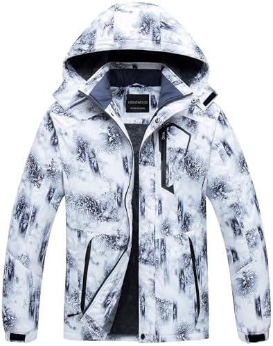 Men's Mountain Waterproof Ski Jacket - Windproof Snowboarding Warm Winter Coat Raincoat