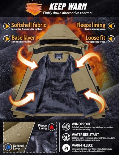 TACVASEN Men's Winter Skiing Jackets Waterproof Thermal Snowboard Coats