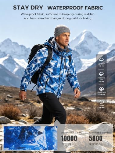 wantdo Men's Softshell Waterproof Polar Fleece Breathable Climbing Ski Coat