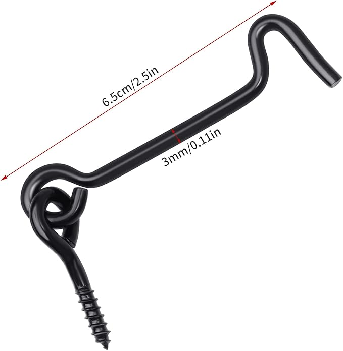 8 Pcs 2.5 inches Cabin Hook Eye Latch Gate Door Swivel Window Door Hook with Mounting Screws (Black, 2.5 inches)