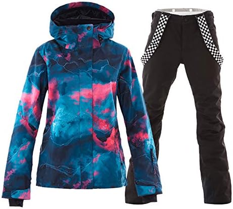 Women's Ski Jackets and Pants Set Windproof Waterproof Insulated Snowsuit Winter Warm Snowboarding Snow Coat