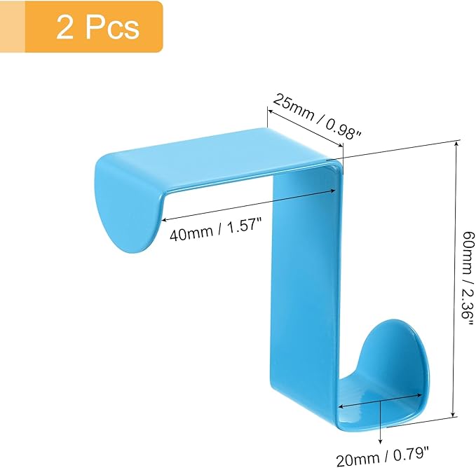 uxcell Over The Door Hooks,2pcs - Stainless Steel Door Hangers Hooks, S-Shaped Double Hooks for Hanging Clothes, Hats, Towels (Blue)