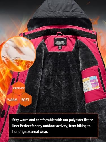 TACVASEN Women's Winter Coats Waterproof Snow Ski Jacket Warm Fleece