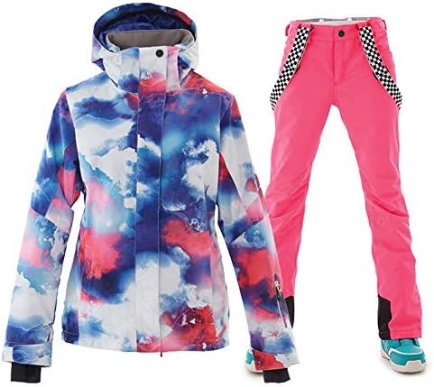 Women's Ski Jackets and Pants Set Windproof Waterproof Insulated Snowsuit Winter Warm Snowboarding Snow Coat