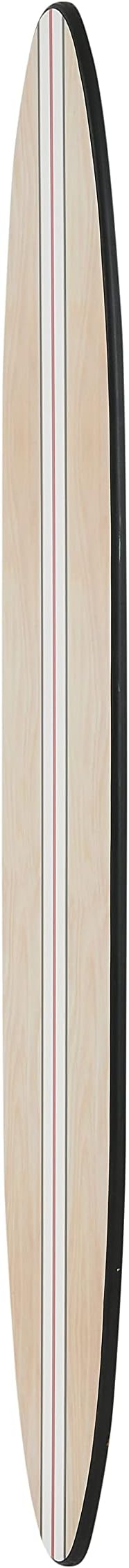 Creative Co-Op Coastal Decorative Surfboard Wall Décor, White Stripe Overlaid On Natural Wood, Hangs Vertical or Horizontal
