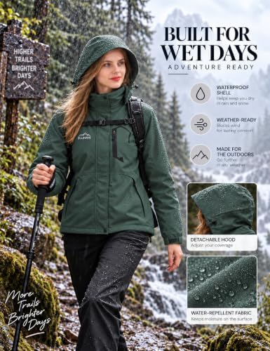 ELLSWOS Womens Winter Coats Waterproof Ski Jacket Warm Snow Raincoat