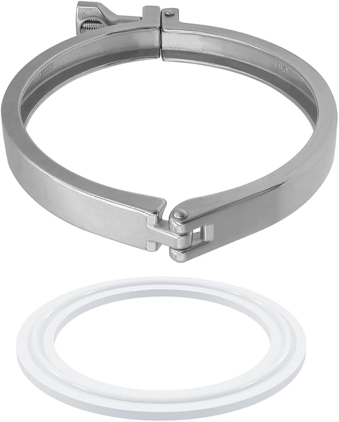 Beduan 4" Sanitary Tri Clamp, 304 Stainless Steel Single Pin Heavy Duty Tri Clamp Clover with Wing Nut for Ferrule TC Tube OD 4"