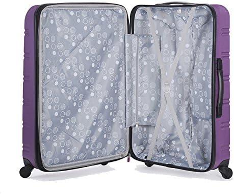 Rockland Melbourne Hardside Expandable Spinner Wheel Luggage, Purple, Checked-Medium 24-Inch