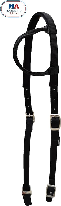 Majestic Ally Nylon Padded Sliding Single Ear Headstall for Horses- Set of 2 - Multiple Colors