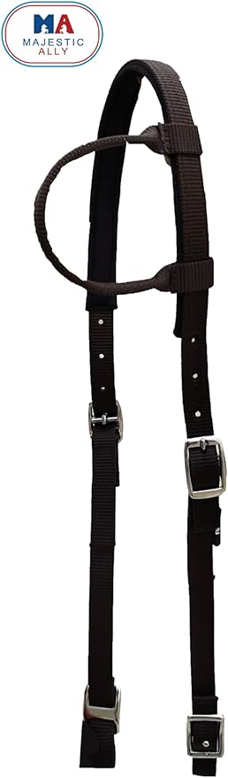 Majestic Ally Nylon Padded Sliding Single Ear Headstall for Horses- Set of 2 - Multiple Colors