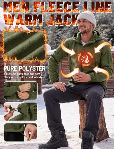 TACVASEN Men's Fleece Softshell Jacket Waterproof Winter Tactical Hooded