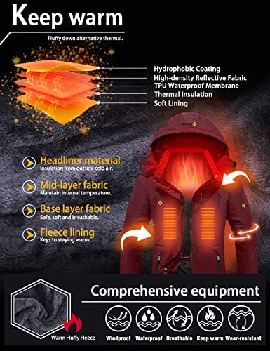 GEMYSE Women's Waterproof Ski Jacket Warm Winter Coat with Detachable Hood