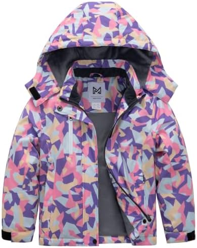 KVE Girls' Ski Jacket Waterproof Hooded Insulated Winter Coat