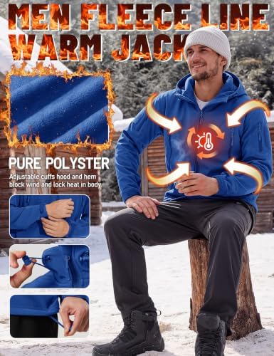 TACVASEN Men's Fleece Softshell Jacket Waterproof Winter Tactical Hooded